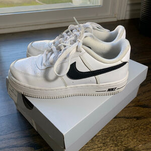 Black and White Nike Force 1 AN20 (PS) Sneakers, Shoes CV4596-100 size 1Y Kids